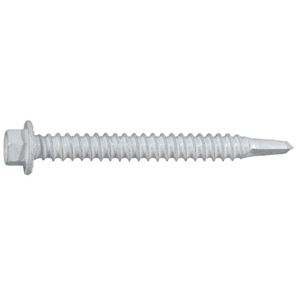 Midwest Fastener Self-Drilling Screw, #12 x 2 in, White Ruspert Steel Hex Head Hex Drive, 50 PK 54490